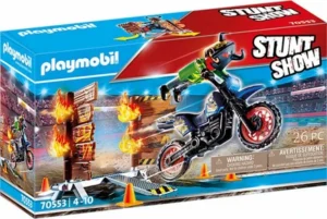 Playmobil Stunt Show: Μηχανή Motocross Με Φλεγόμενο Τοίχο (70553)