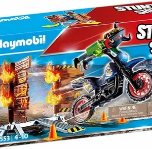Playmobil Stunt Show: Μηχανή Motocross Με Φλεγόμενο Τοίχο (70553)