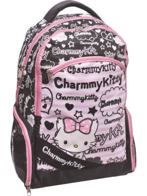 Charmmy Kitty Letter Σχολική Τσάντα Πλάτης Δημοτικού Πολύχρωμη με Θήκη για Παγούρι