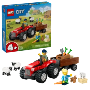 LEGO Κόκκινο τρακτέρ με ρυμουλκούμενο και πρόβατα 60461